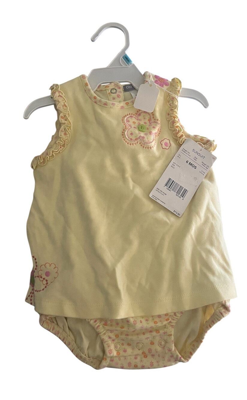 New Carter's One-Piece Floral Sunsuit Romper Outfit Size 6 Months NWT Yellow